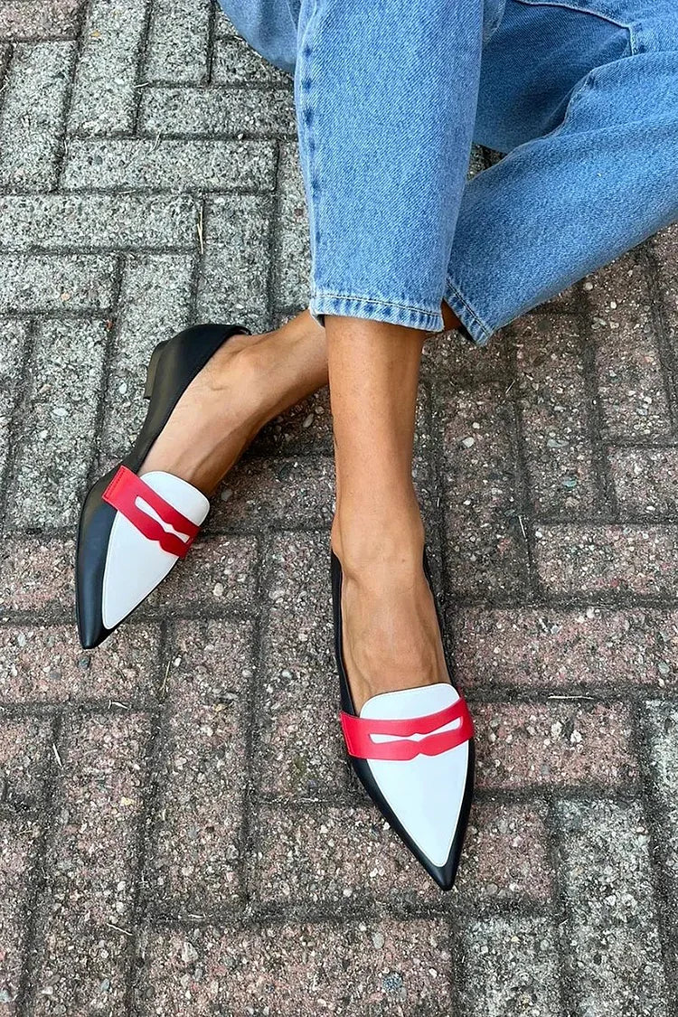 Ivelina - Patchworkowe loafersy z klamrą w stylu colourblock