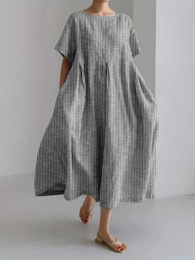 Trawia - Sukienka maxi na co dzień, wygodna i w stylu retro
