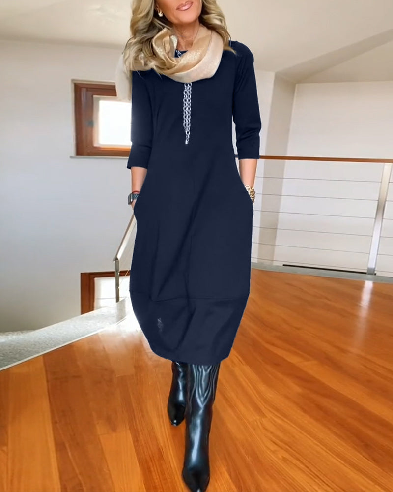 Alba - Elegancka jesienna sukienka z kieszenią