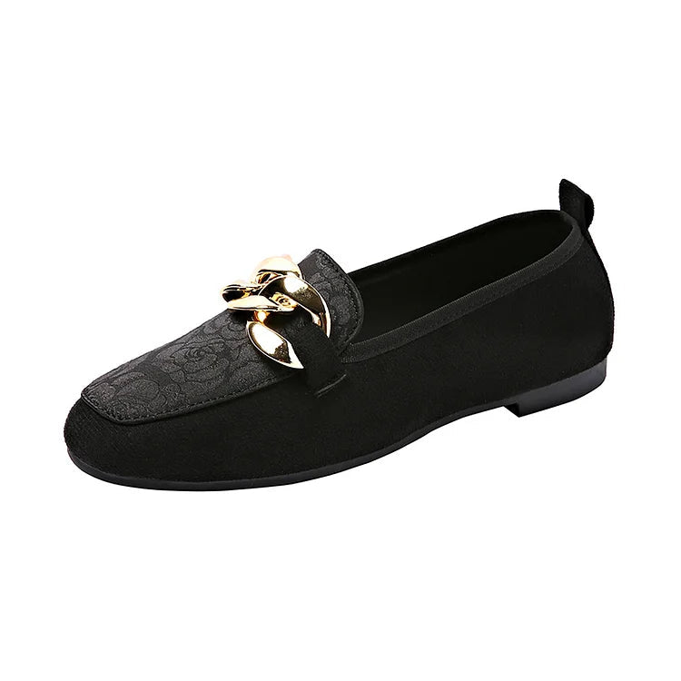 Brzyna -  Eleganckie loafersy z ozdobnym łańcuszkiem