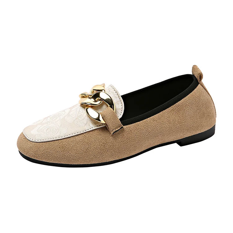 Brzyna -  Eleganckie loafersy z ozdobnym łańcuszkiem