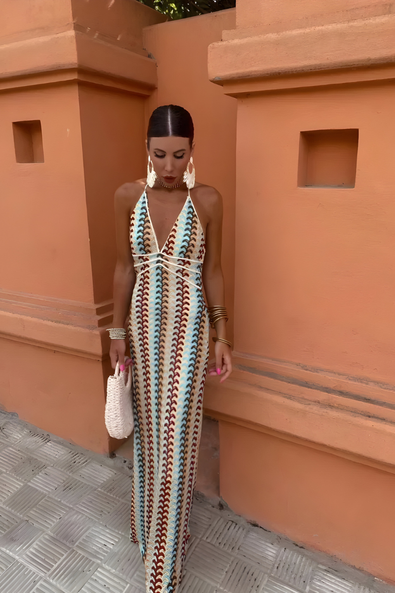 Sławika – Sukienka boho maxi z odkrytymi plecami