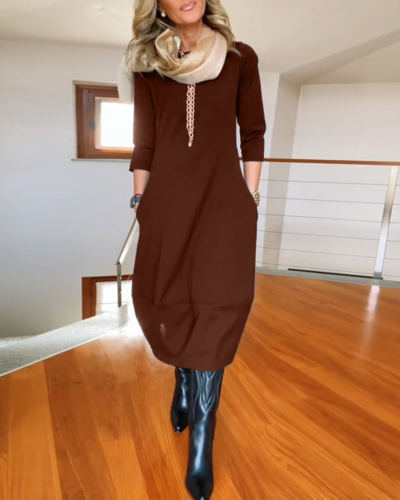 Alba - Elegancka jesienna sukienka z kieszenią