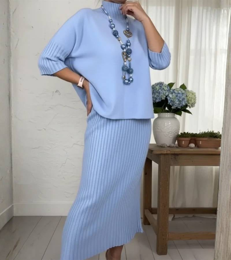 Hestia – Dzianinowy komplet ze spódnicą midi