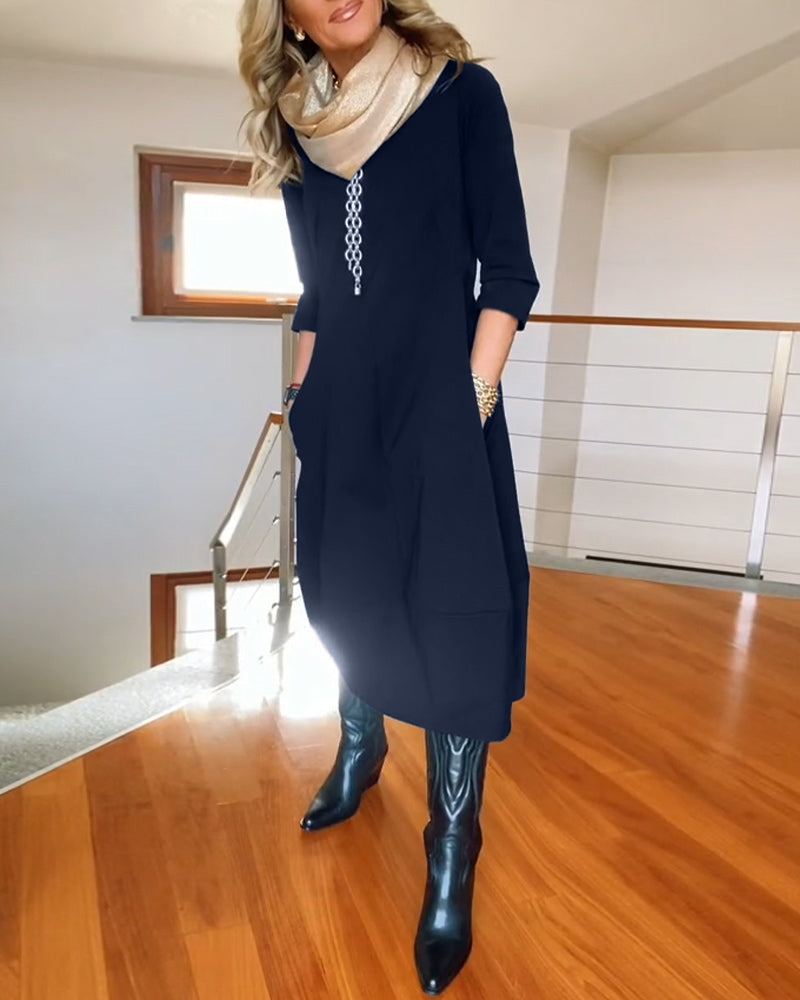 Alba - Elegancka jesienna sukienka z kieszenią