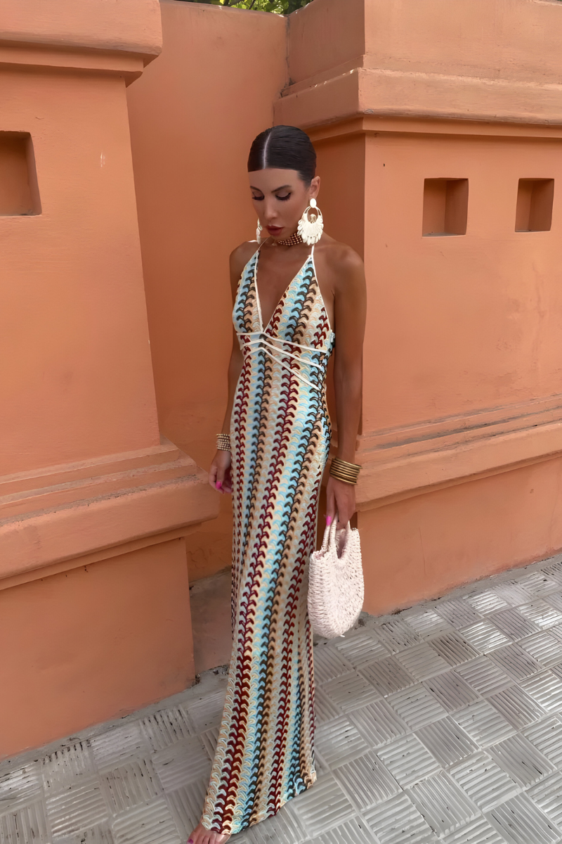 Sławika – Sukienka boho maxi z odkrytymi plecami