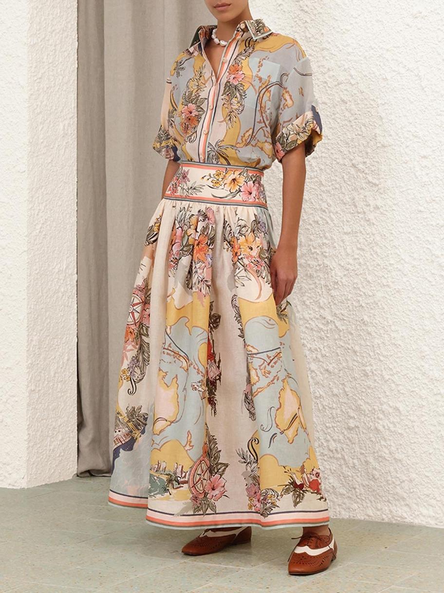 Olga – Spódnica midi w stylu vintage z szeroką talią