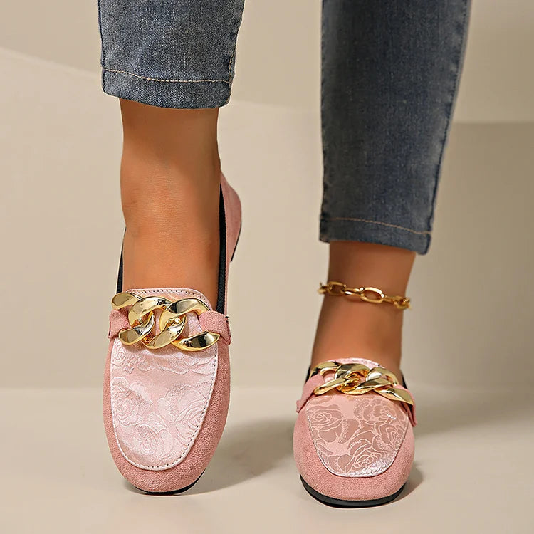 Brzyna -  Eleganckie loafersy z ozdobnym łańcuszkiem