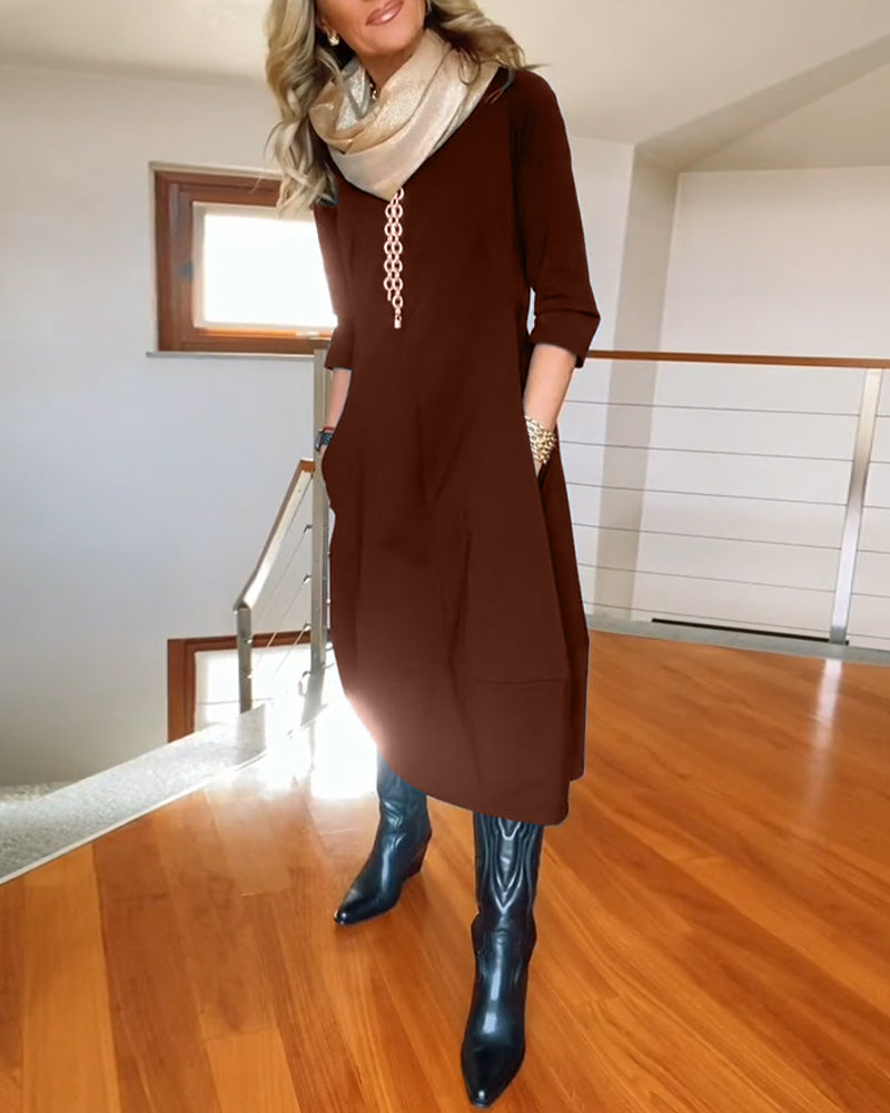 Alba - Elegancka jesienna sukienka z kieszenią