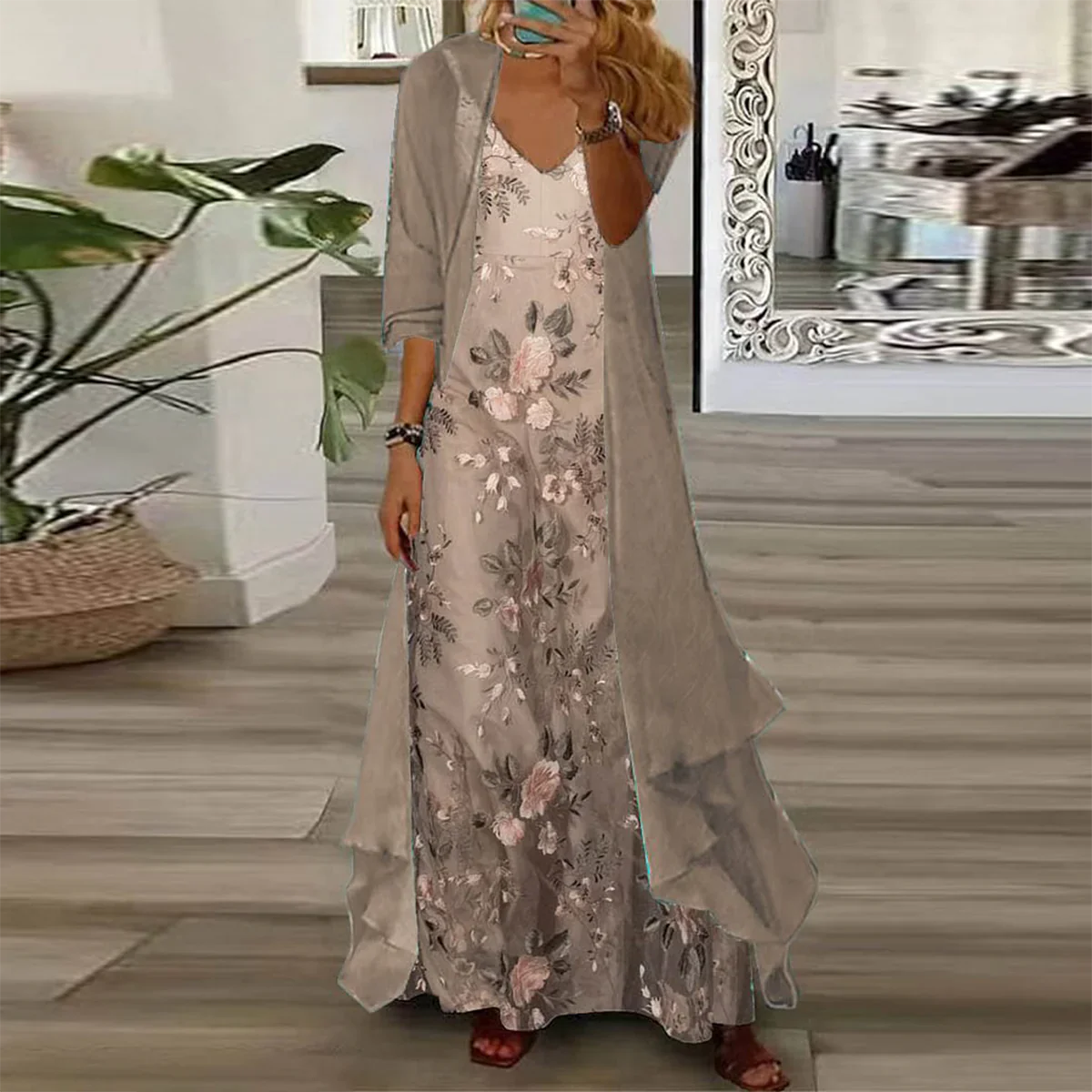 Klarysa – Sukienka maxi z lekką kurtką