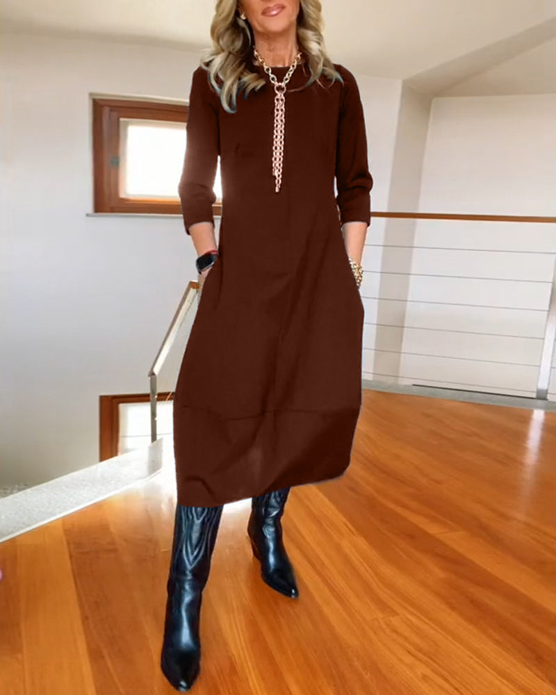 Alba - Elegancka jesienna sukienka z kieszenią