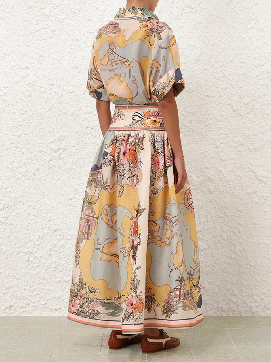 Olga – Spódnica midi w stylu vintage z szeroką talią