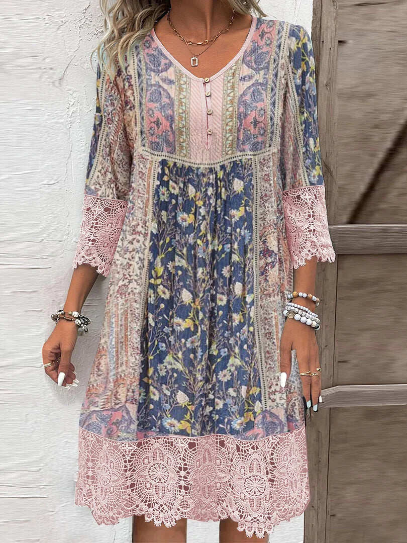 Wilhelmina – Sukienka boho z koronkowymi detalami