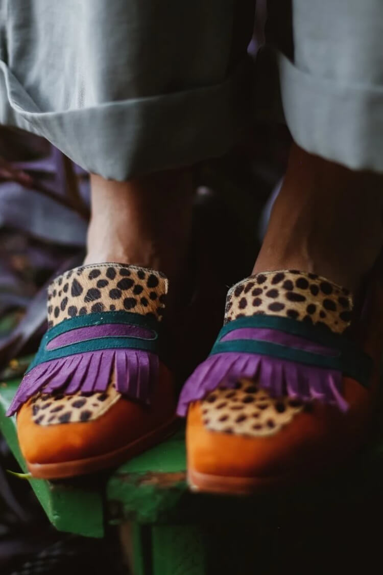 Ewelira - Modne loafersy z frędzlami w stylu colourblock