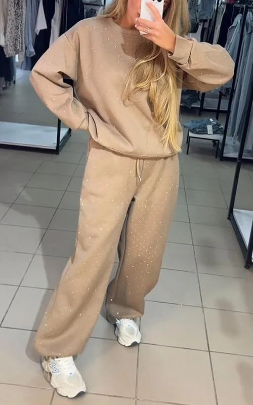 Karina - Damski dwuczęściowy strój casualowy z brokatem diamentowym