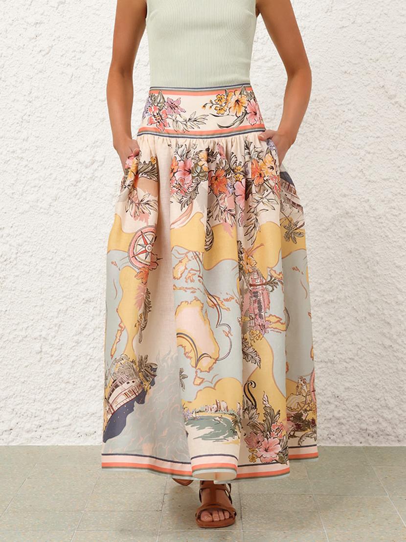 Olga – Spódnica midi w stylu vintage z szeroką talią