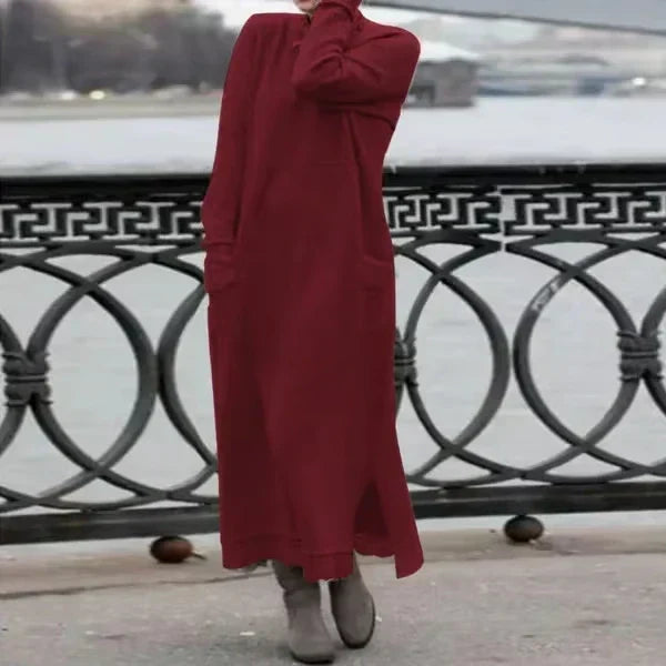 Doris - Wełniano-bawełniana sukienka maxi