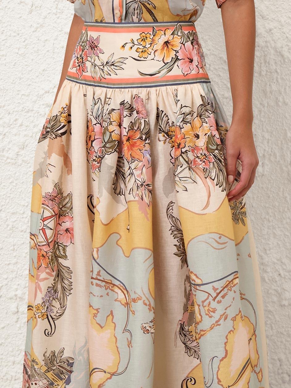 Olga – Spódnica midi w stylu vintage z szeroką talią