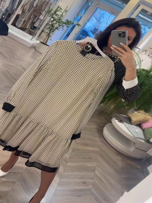 Loretta - Wysokiej jakości bawełniana elegancka sukienka w kropki