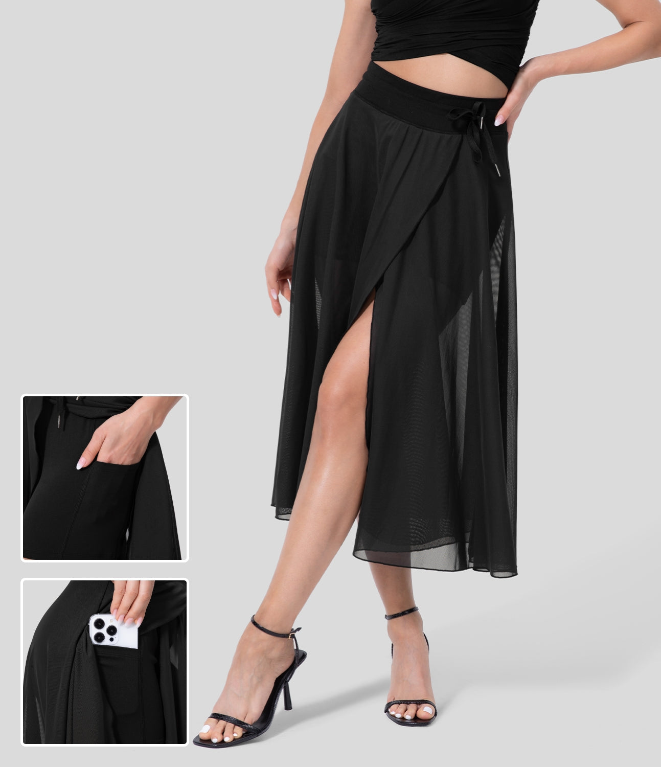 Bożena - Zwiewna i elegancka spódnica midi 2 w 1