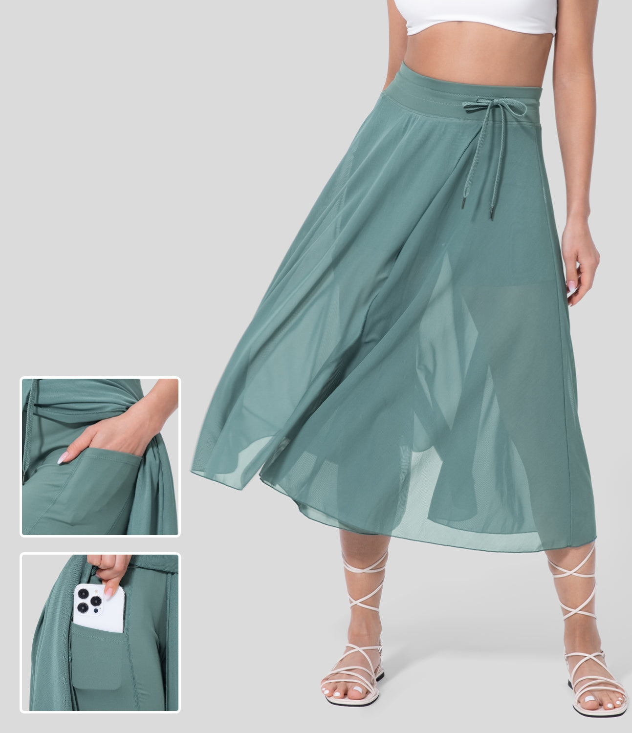 Bożena - Zwiewna i elegancka spódnica midi 2 w 1