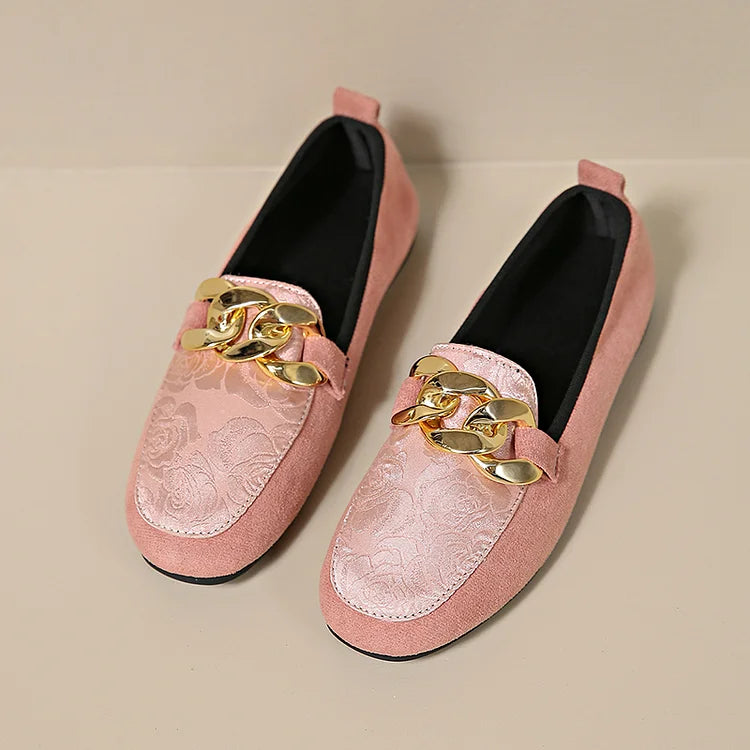 Brzyna -  Eleganckie loafersy z ozdobnym łańcuszkiem