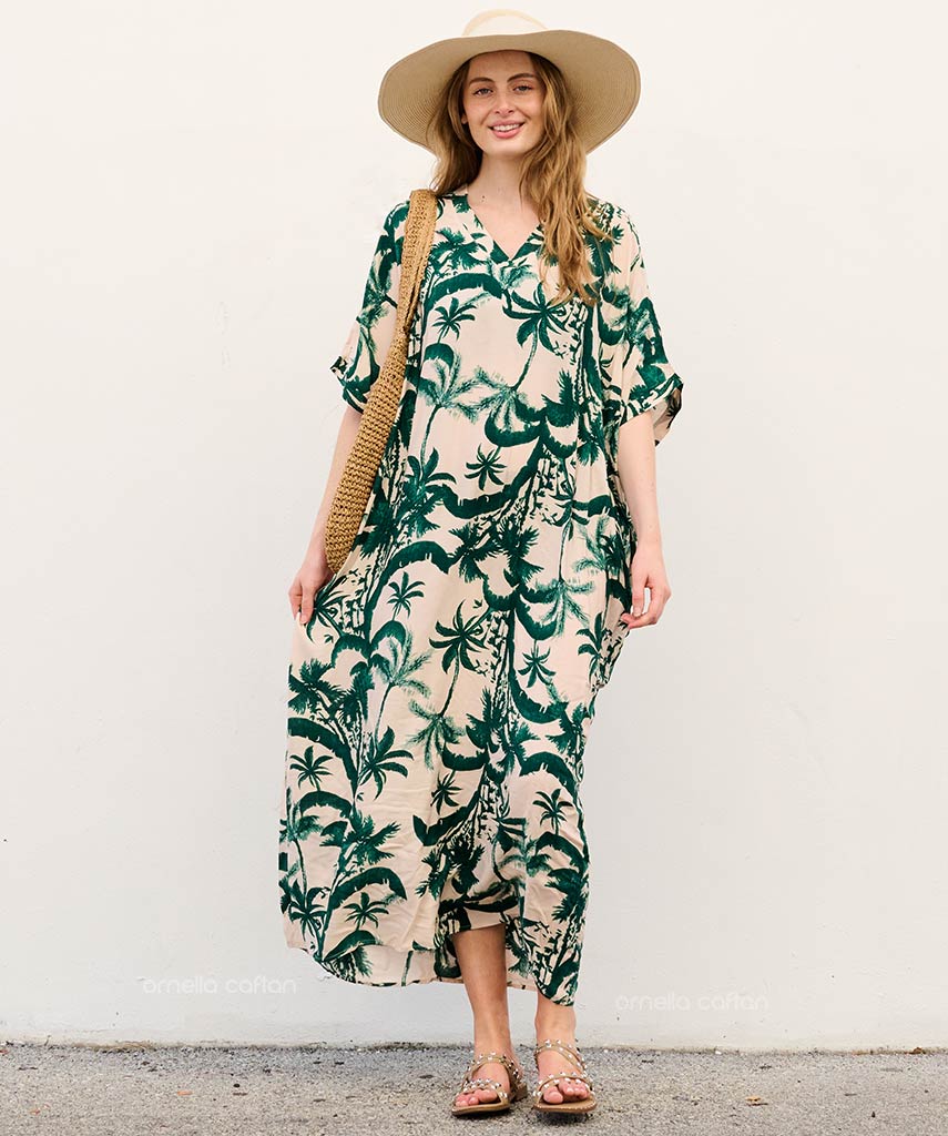 Orla - Sukienka typu kaftan z kieszeniami do noszenia na co dzień