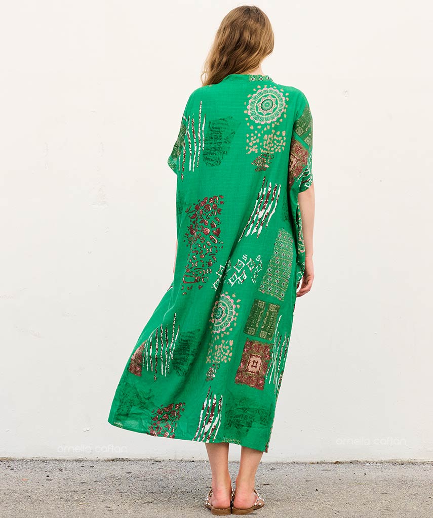 Mira - Sukienka typu kaftan z kieszeniami do noszenia na co dzień