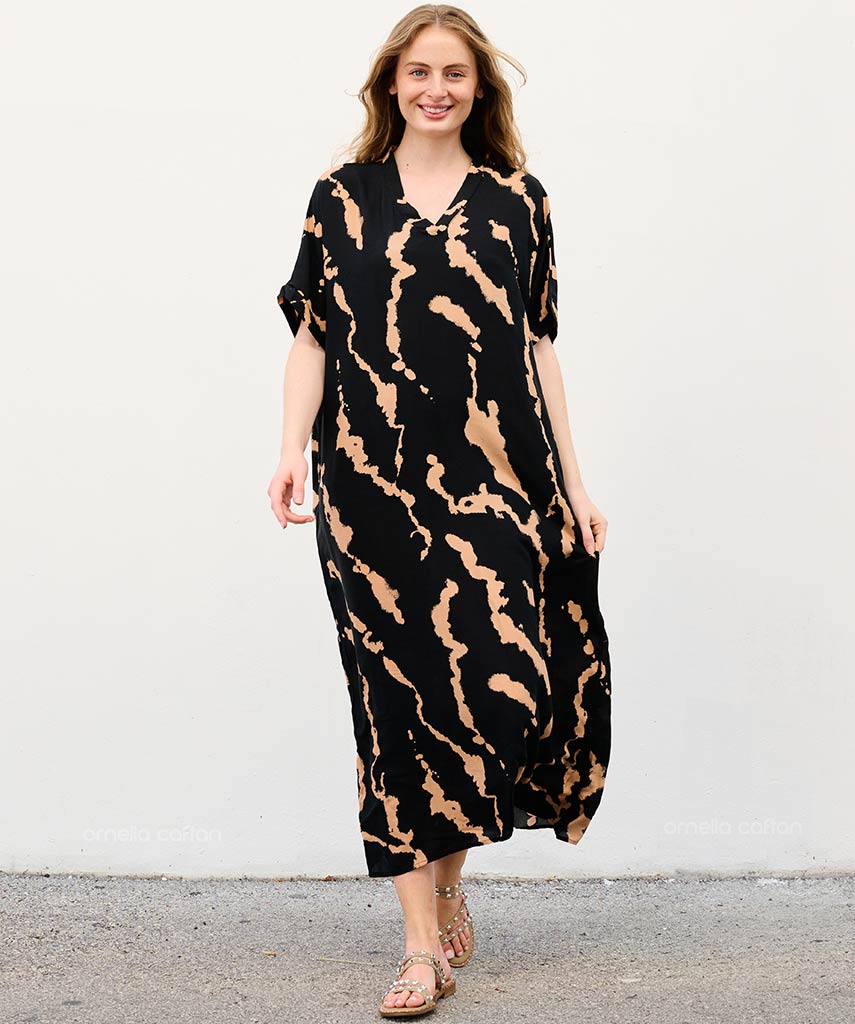 Sela - Sukienka typu kaftan z kieszeniami do noszenia na co dzień