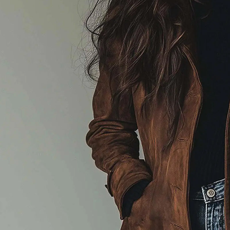 Faelina – Długa kurtka z wegańskiego zamszu