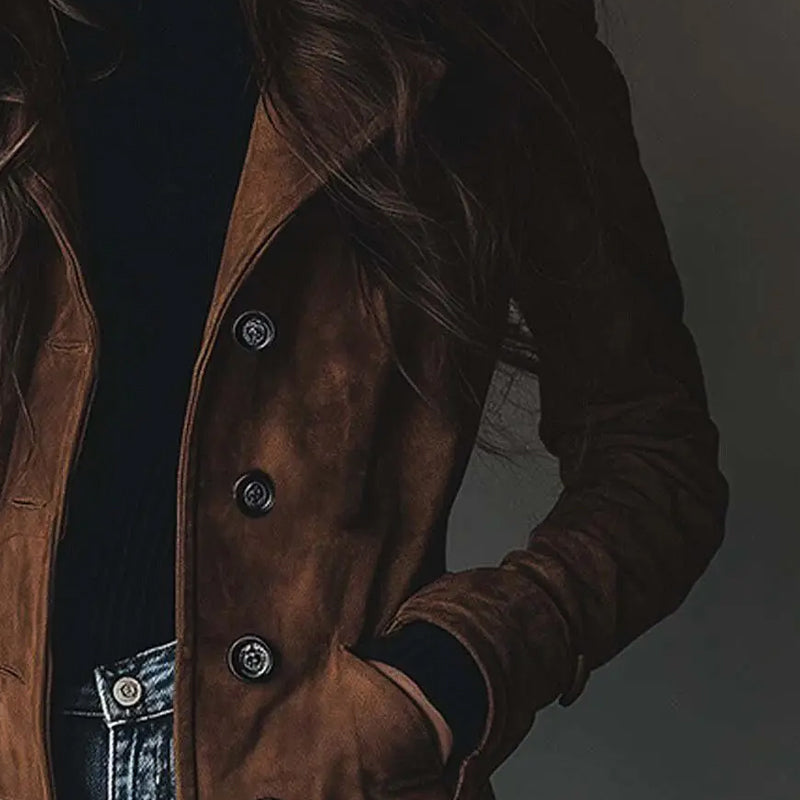 Faelina – Długa kurtka z wegańskiego zamszu