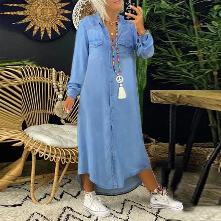 Vena Elegancka sukienka dżinsowa w stylu boho