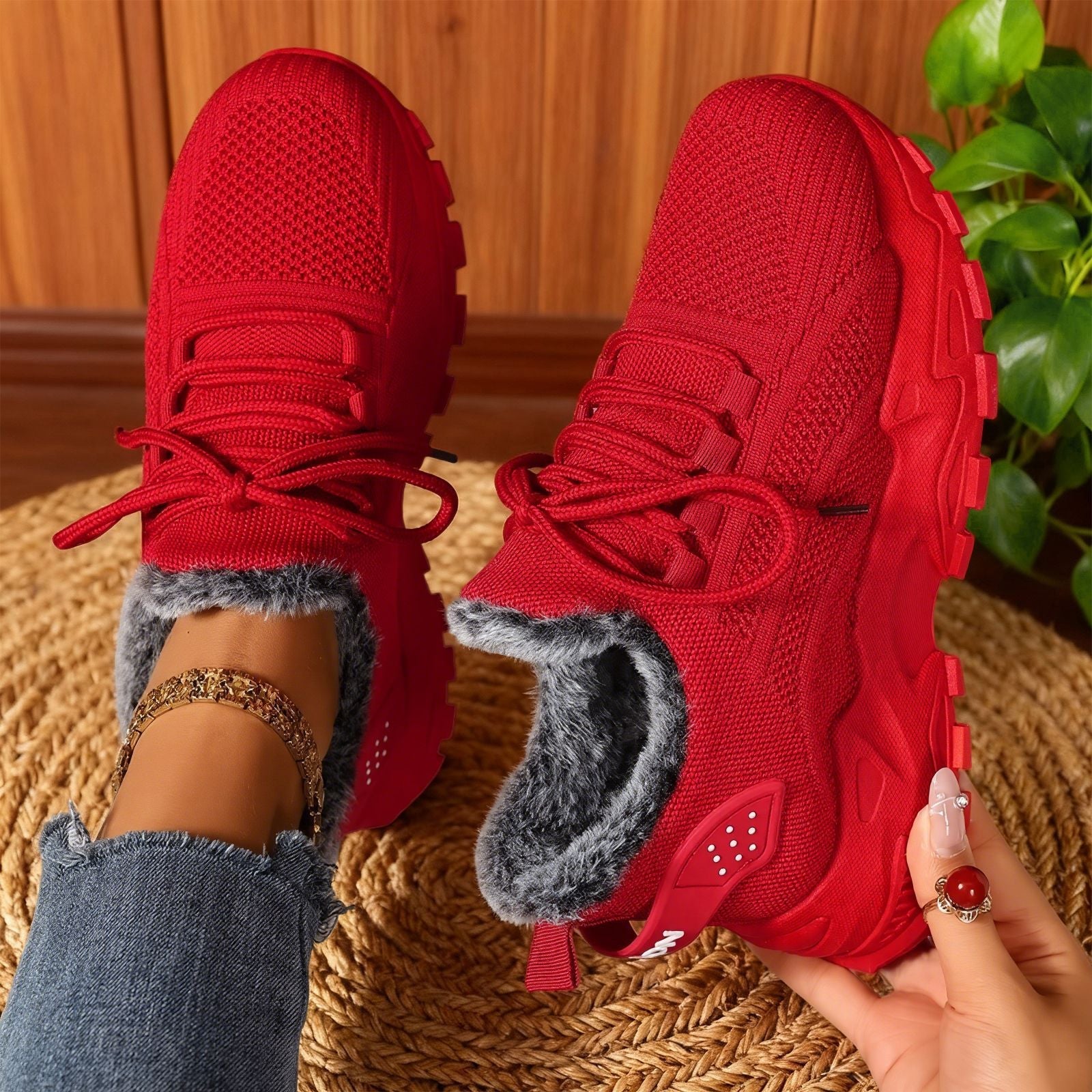 Cassia – Lekkie, sznurowane trampki z polaru