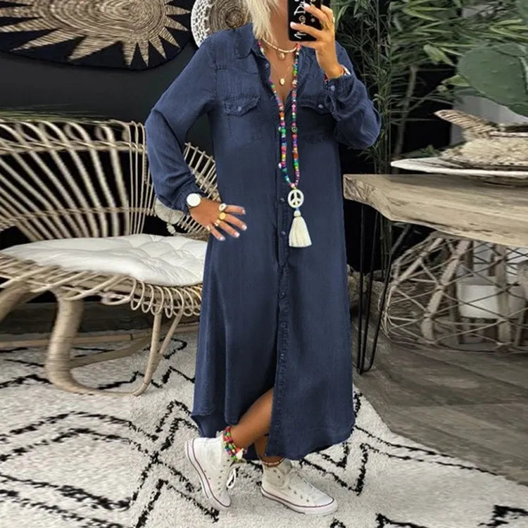 Vena Elegancka sukienka dżinsowa w stylu boho