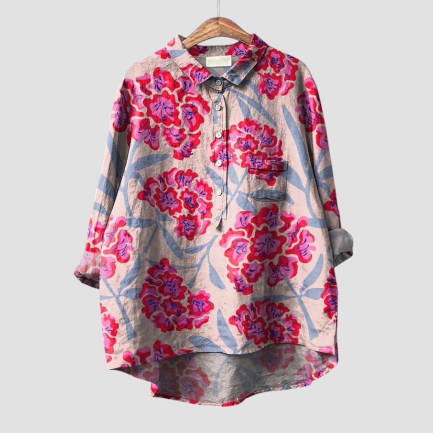 Dalia - Koszula damska oversize w kwiaty o odważnym stylu i zwiewnej wygodzie