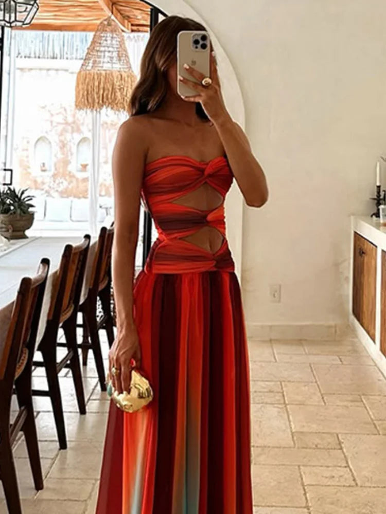 Iwona – Sukienka maxi z odkrytymi plecami