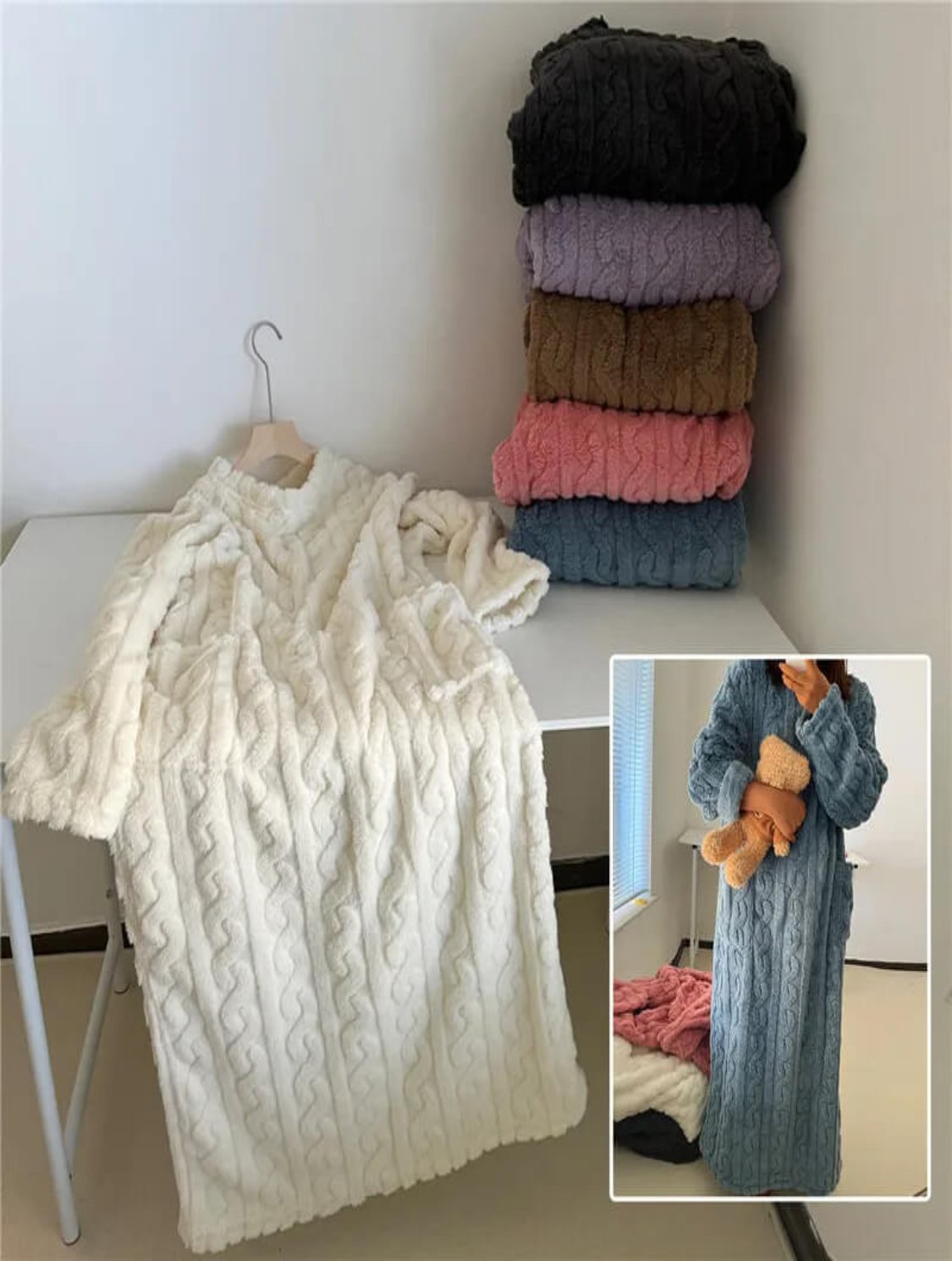 Cozy - Zimowy komplet domowy z koralowego aksamitu
