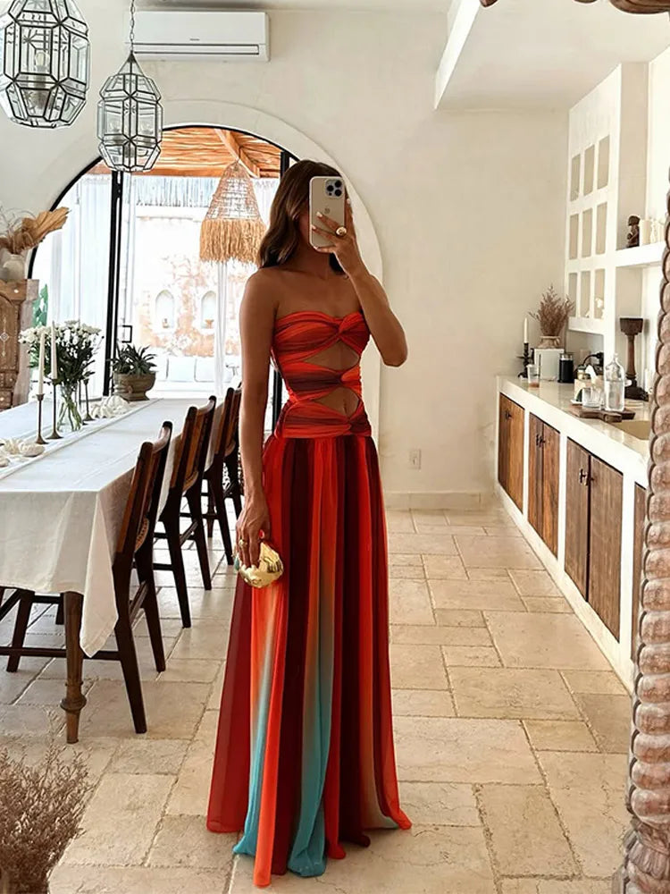 Iwona – Sukienka maxi z odkrytymi plecami