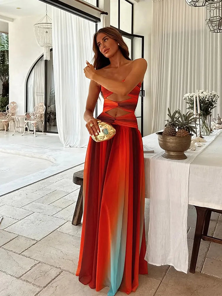 Iwona – Sukienka maxi z odkrytymi plecami