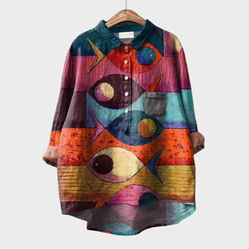 Kalinka - Bluzka oversize ze stylizowanymi kotami i wyjątkowym komfortem na co dzień