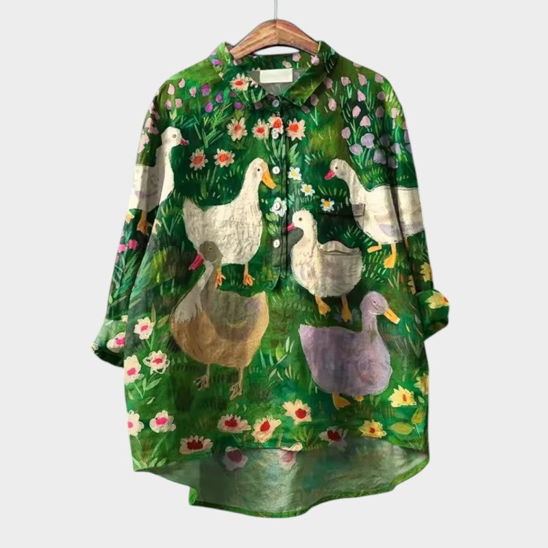 Kalinka - Bluzka oversize ze stylizowanymi kotami i wyjątkowym komfortem na co dzień