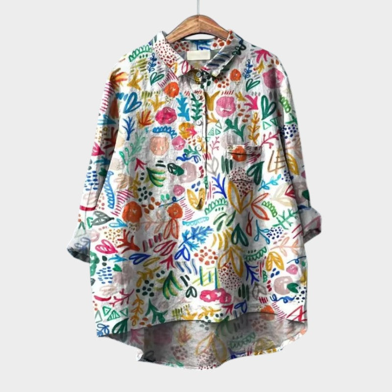 Melira - Bluzka oversize z kwiatowym wzorem, zapewniająca wygodę na co dzień i olśniewający styl na każdą okazję