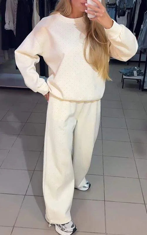 Karina - Damski dwuczęściowy strój casualowy z brokatem diamentowym