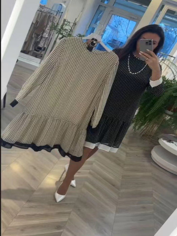 Loretta - Wysokiej jakości bawełniana elegancka sukienka w kropki