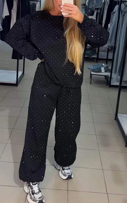 Karina - Damski dwuczęściowy strój casualowy z brokatem diamentowym