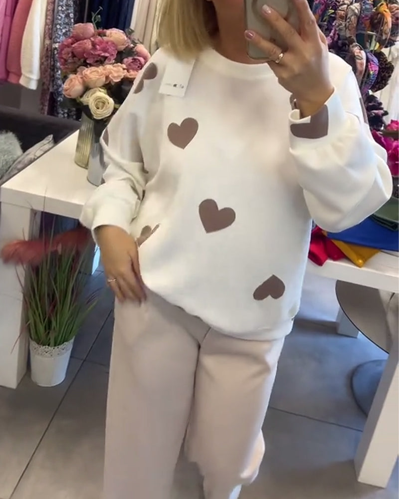 Bernadeta – Sweter z bawełny w serduszka