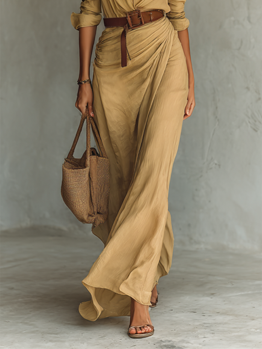 Zephyrine – Elegancka sukienka maxi z kołnierzykiem