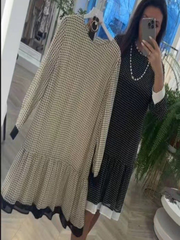 Loretta - Wysokiej jakości bawełniana elegancka sukienka w kropki