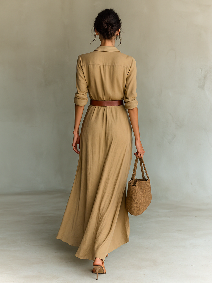 Zephyrine – Elegancka sukienka maxi z kołnierzykiem