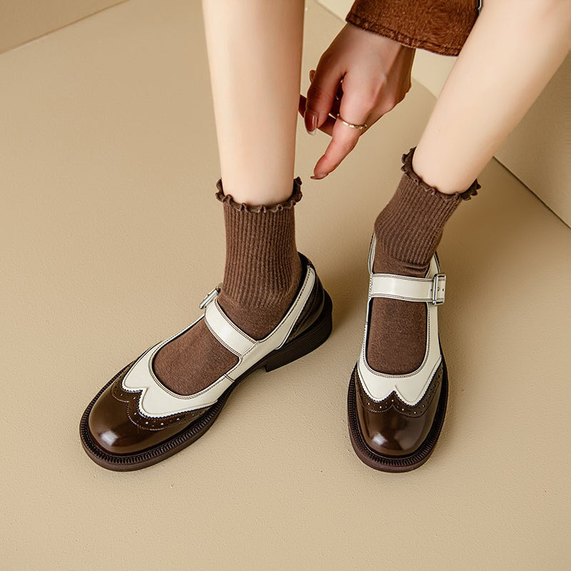 Perlina – Płaskie Buty z Pranej Skóry Krowiej